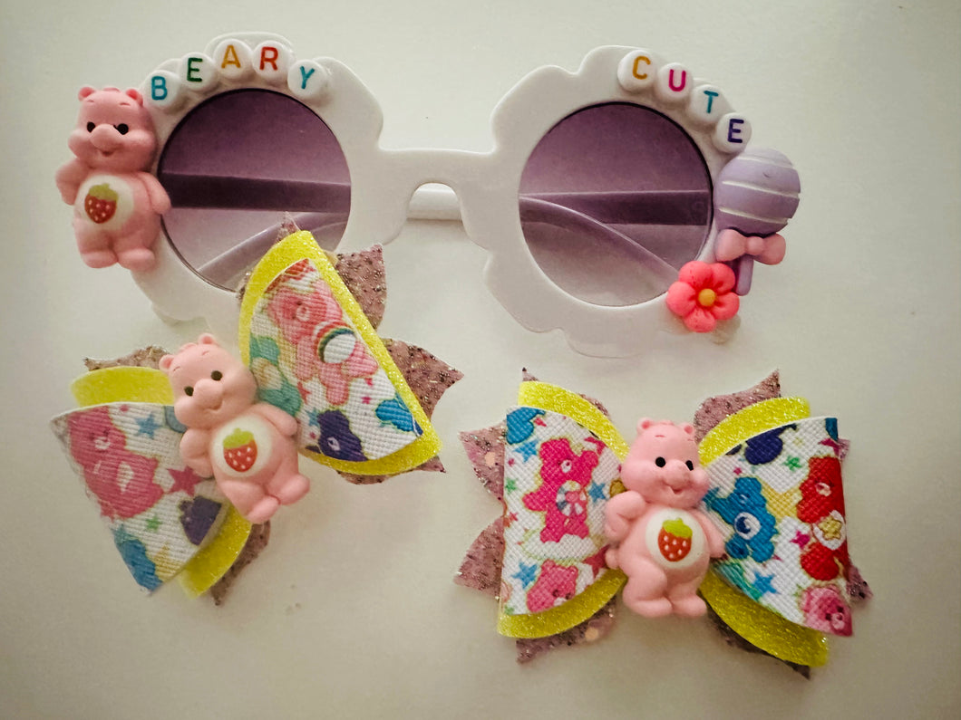 “BEARY CUTE” sunglasses and X2 piggy bow