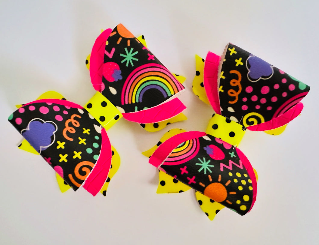 Neon rainbow piggy bows