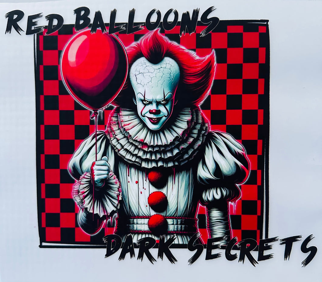 Red balloon clown Halloween costume tee