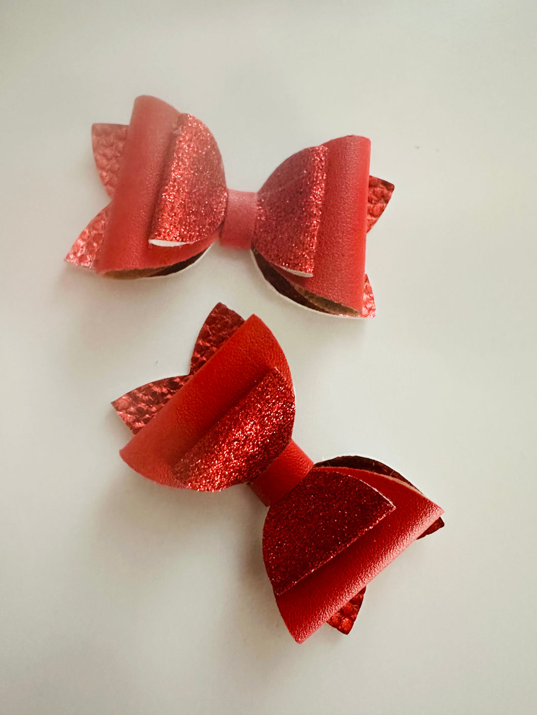 School sparkly red piggy bows X2