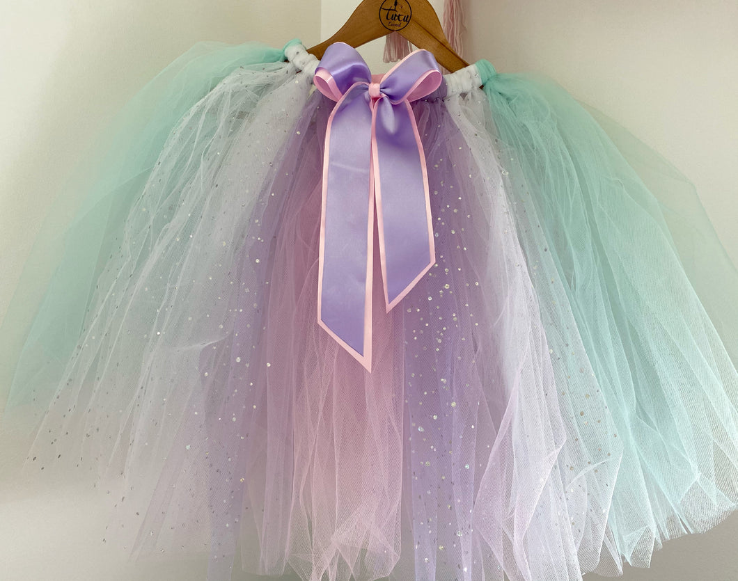 “THEA” Long pastel lilac, mint, pink, white & sparkles children’s tutu