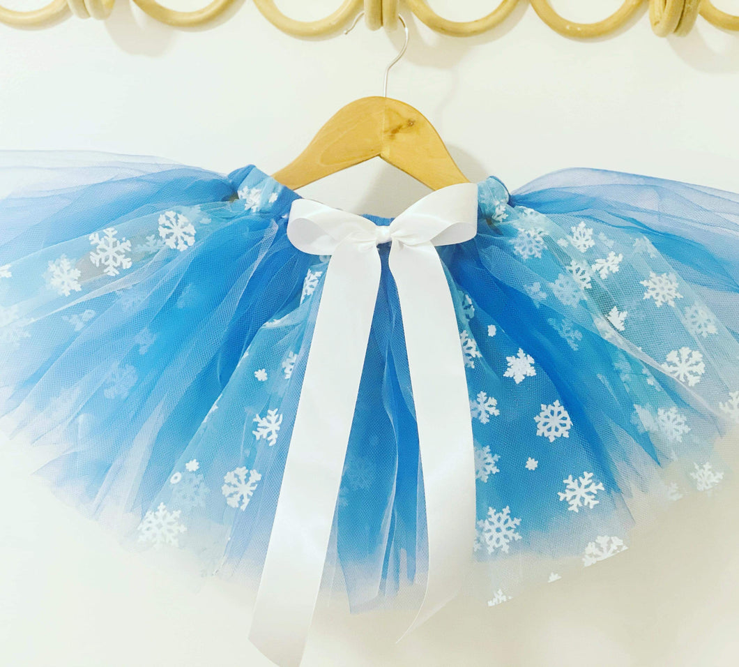 Royal blue, white & aqua snowflakes short children’s tutu