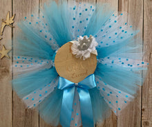 Load image into Gallery viewer, Blue, white with blue spots short children’s tutu
