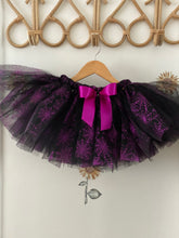 Load image into Gallery viewer, Purple sparkle web Halloween costume  short tutu
